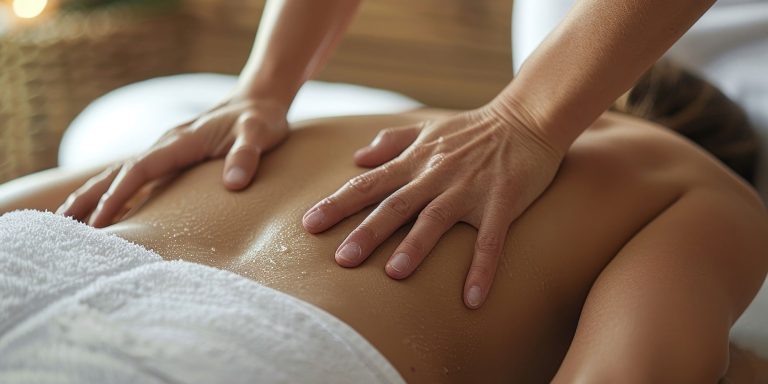 Massage therapist providing customized back massage during a therapeutic massage session at Be Well Bodyworks in Longmont, Colorado.